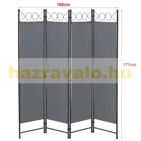 Spanyolfal, térelválasztó paraván 4 darab panel 160x171 cm sötétszürke színben