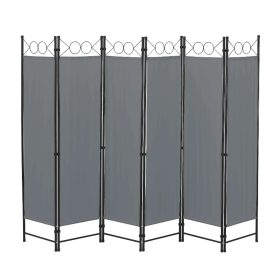   Spanyolfal, térelválasztó paraván 6 darab díszes panel 240x171 cm sötétszürke színben