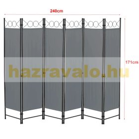   Spanyolfal, térelválasztó paraván 6 darab díszes panel 240x171 cm sötétszürke színben
