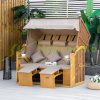 Polirattan beach chair 3-person couch with reclining backrest beige 150x79x160 cm garden nook beach chair