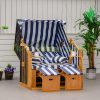 Two-person beach chair rattan couch with reclining backrest blue-white 118x79x160 cm garden nook striped beach chair