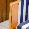 Two-person beach chair rattan couch with reclining backrest blue-white 118x79x160 cm garden nook striped beach chair