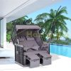 Two-person beach chair rattan couch with reclining backrest gray 118x79x150 cm garden nook beach chair