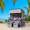 Two-person beach chair rattan couch with reclining backrest gray 118x79x150 cm garden nook beach chair