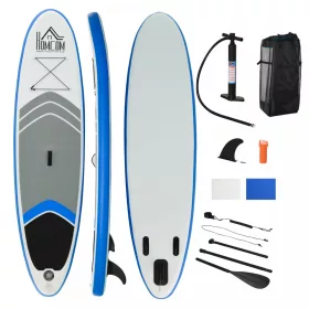   SUP felnőtt Stand Up Paddle felfújható deszka készlet 305x80x15 cm Stand Up Board evezővel szürke-kék