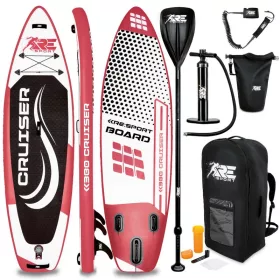   SUP felnőtt piros Stand Up Paddle 380x77x15 cm unisex felfújható deszka Stand Up Board készlet prémium szörfdeszka