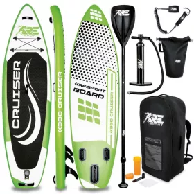   SUP felnőtt zöld Stand Up Paddle 380x77x15 cm unisex felfújható deszka Stand Up Board készlet prémium szörfdeszka