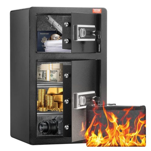 Kétszárnyú digitális széf tűzálló pénztasakkal 127 literes kapacitású kétajtós széf