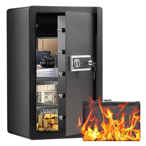 113 literes digitális széf tűzálló pénztasakkal kulcsos és kódos nyitással