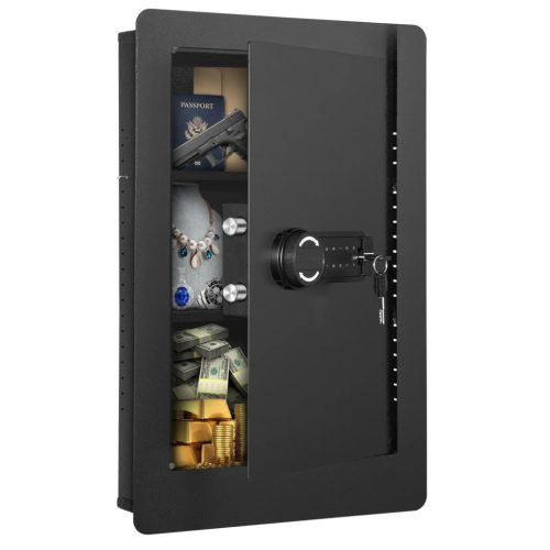 Fegyverszéf 3 kivehető polccal 3 szintes falba építhető széf LED világítással és rezgésriasztóval