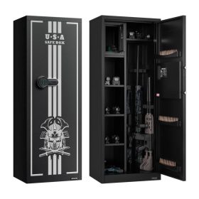   Fegyverszekrény puskákhoz és pisztolyokhoz rejtett rekesszel, digitális zárral 3 lőszerrekesszel és 2 állítható polccal