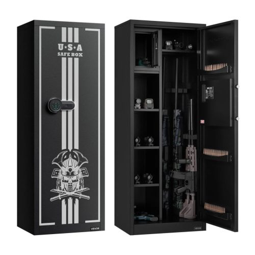 Fegyverszekrény puskákhoz és pisztolyokhoz rejtett rekesszel, digitális zárral 3 lőszerrekesszel és 2 állítható polccal