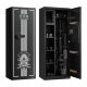 Fegyverszekrény puskákhoz és pisztolyokhoz rejtett rekesszel, digitális zárral 3 lőszerrekesszel és 2 állítható polccal