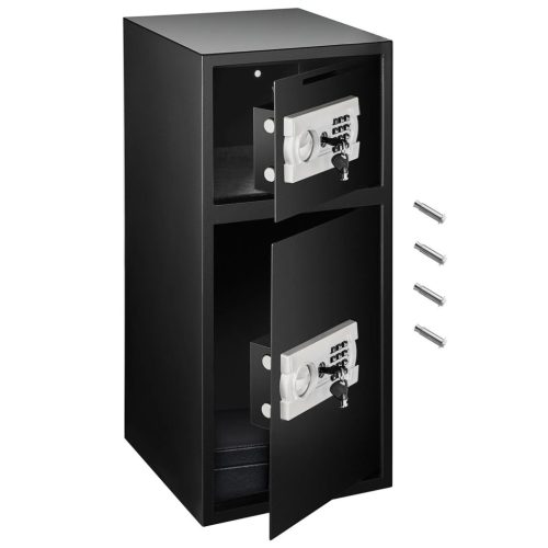 Elektronikus széf kulccsal és kombinációs zárral 74 literes dupla ajtós, erős acél kivitel