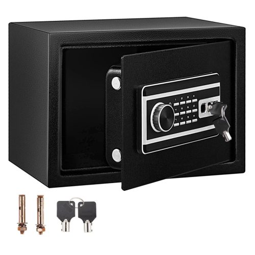 Fali széf 22,6 literes falba építhető bútorszéf ujjlenyomatos és digitális zárral, fekete