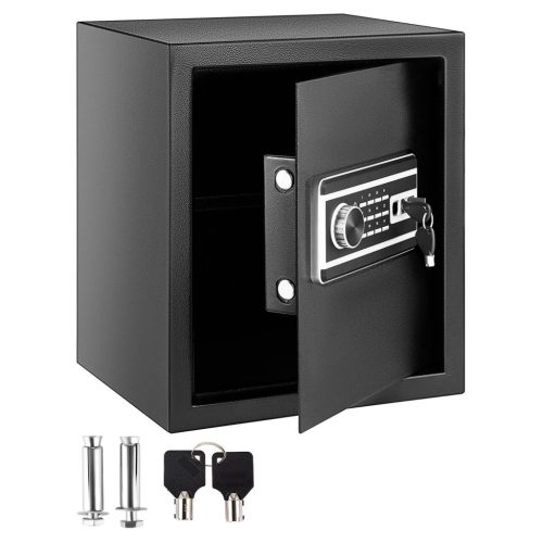 Bútorszéf 48 literes ujjlenyomatos fali széf 4 zárási rendszerrel, fekete kivitel