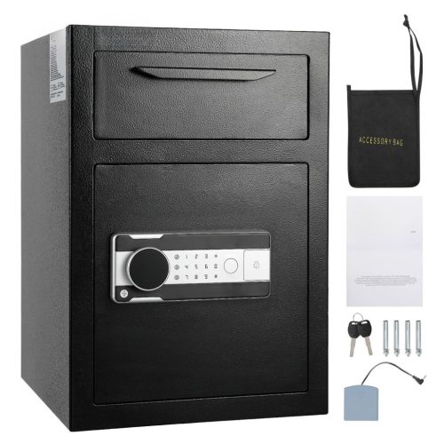 Széf 65 literes bedobónyílásos depószéf 355x355x515 mm elektronikus kódzárral és vésznyitó kulccsal 