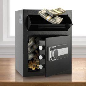   55 literes bedobónyílásos depószéf 45x30x35 cm elektronikus kódzárral és riasztóval üzleti széf készpénzhez