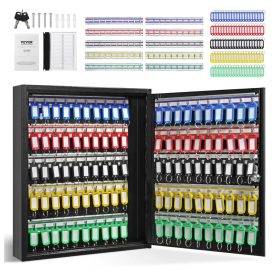   Kulcsszekrény 100 kulcsos zárható kulcstartó fekete, állítható akasztókkal