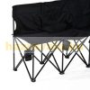 Folding row of chairs, mobile event chair, portable folding 6-person bench black