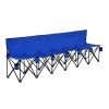 Folding row of chairs, mobile event chair, portable folding bench for 6 people blue