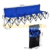 Folding row of chairs, mobile event chair, portable folding bench for 6 people blue