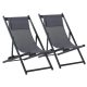 Folding camping chair 2 garden chairs with adjustable backrest, gray