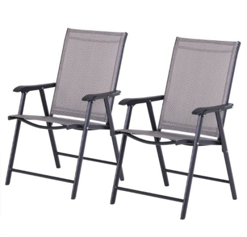 Folding garden chair with armrests, set of 2