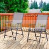 Folding garden chair with armrests, set of 2