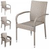 Polirattan garden chair, 4 beige chairs with armrests can be stacked