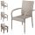 Polirattan garden chair, 4 beige chairs with armrests can be stacked