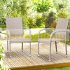 Polirattan garden chair, 4 beige chairs with armrests can be stacked