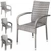 Polyrattan garden chair, 4 gray armchairs can be stacked