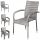 Polyrattan garden chair, 4 gray armchairs can be stacked