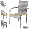 Polyrattan garden chair, 4 gray armchairs can be stacked
