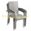 Polyrattan garden chair, 4 gray armchairs can be stacked