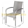 Polyrattan garden chair, 4 gray armchairs can be stacked