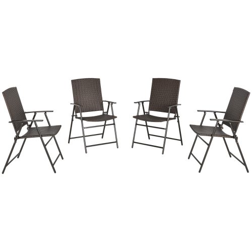 Polirattan garden chair 4-piece seating furniture folding brown chair outdoor furniture