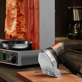   Elektromos dönerkés 80W 2 rozsdamentes acél penge, állítható szeletvastagsággal 0–8 mm, 10 cm pengehossz