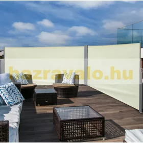   Szélfogó térleválasztó kültéri és beltéri paraván dupla méret 160x600 cm bézs színű 