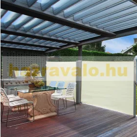   Szélfogó térleválasztó kültéri és beltéri paraván dupla méret 180x600 cm bézs színű