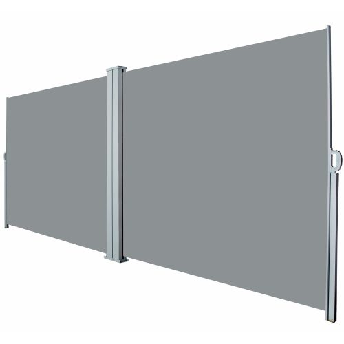 Windbreak double room divider outdoor and indoor screen 200x600 cm gray color white frame 