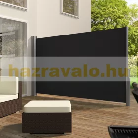   Térleválasztó kültéri és beltéri paraván 300X160 cm fekete szélfogó antracit vázzal