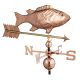 Windcock copper decorative fish-shaped wind direction indicator 105x83x46 cm with adjustable feet