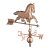 Szélkakas réz dekoratív galoppozó ló formájú szélirányjelző 119x99x46 cm állítható lábbal