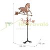 Windcock copper decorative galloping horse shaped wind direction indicator 119x99x46 cm with adjustable feet