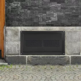   Szellőzőrács árvízveszélyes helyre 406x203 mm fekete, horganyzott acél árvízvédelmi rács