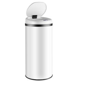   Rozsdamentes acél szenzoros szemetes 50 literes fehér szemeteskuka 