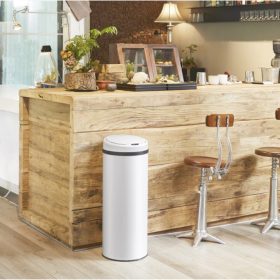   Rozsdamentes acél szenzoros szemetes 50 literes fehér szemeteskuka 