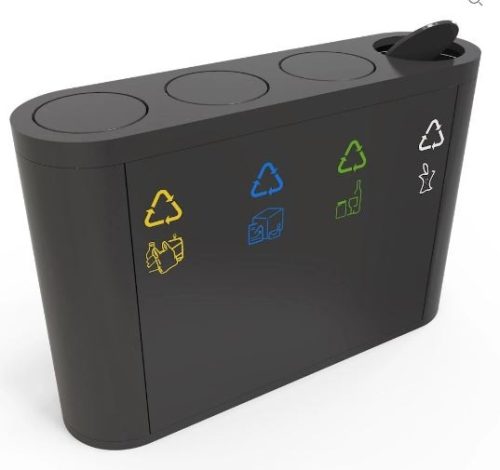 4 rekeszes szelektív hulladékgyűjtő lengőfedéllel 4x 50/60 literes